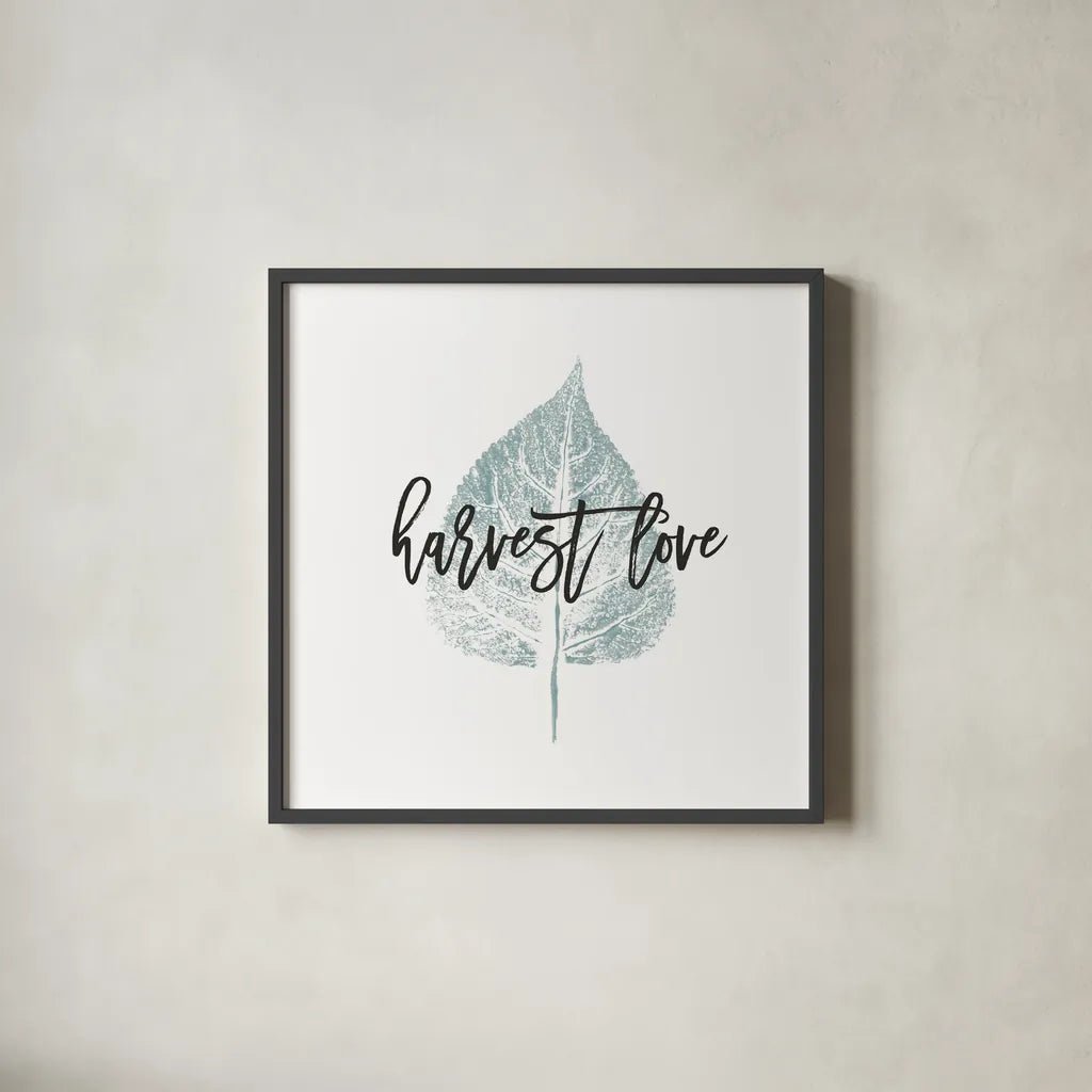 Harvest Sentiments III by Moira Hershey. Shown in a sleek black glass frame for a contemporary gallery look. Available as an archival giclee rolled canvas, fine art paper, or poster print. SKU 36112a.