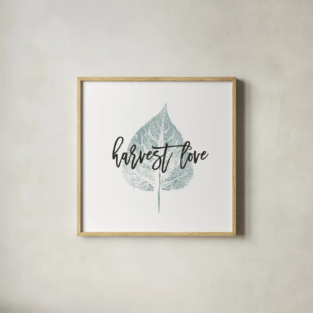 Harvest Sentiments III by Moira Hershey. Shown in a natural wood glass frame for a timeless modern aesthetic. Available as an archival giclee rolled canvas, fine art paper, or poster print. SKU 36112a.