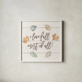 Harvest Sentiments Sign I Light by Moira Hershey. Shown in a crisp white glass frame for a clean and minimalist style. Available as an archival giclee rolled canvas, fine art paper, or poster print. SKU 76221a.