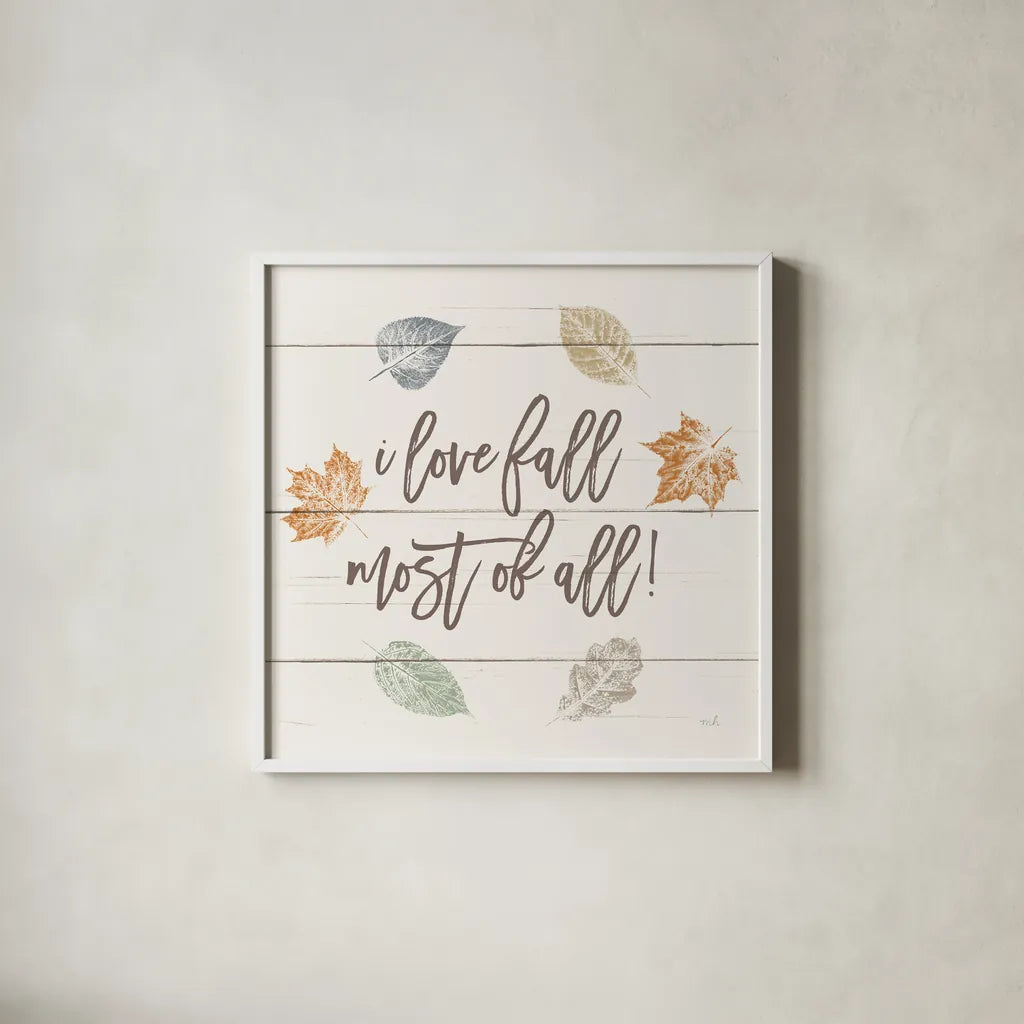 Harvest Sentiments Sign I Light by Moira Hershey. Shown in a crisp white glass frame for a clean and minimalist style. Available as an archival giclee rolled canvas, fine art paper, or poster print. SKU 76221a.