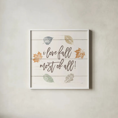 Harvest Sentiments Sign I Light by Moira Hershey. Shown in a crisp white glass frame for a clean and minimalist style. Available as an archival giclee rolled canvas, fine art paper, or poster print. SKU 76221a.