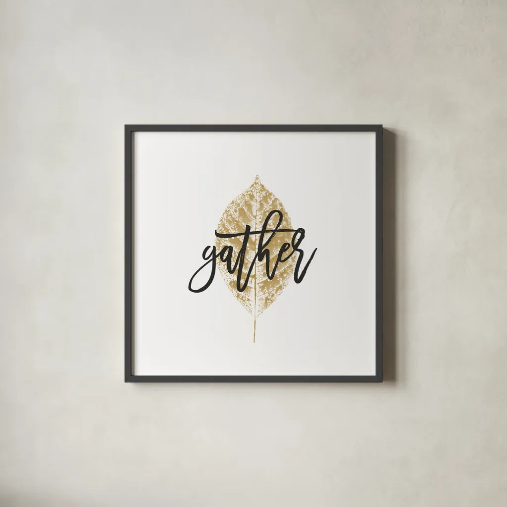 Harvest Sentiments V by Moira Hershey. Shown in a sleek black glass frame for a contemporary gallery look. Available as an archival giclee rolled canvas, fine art paper, or poster print. SKU 36350a.