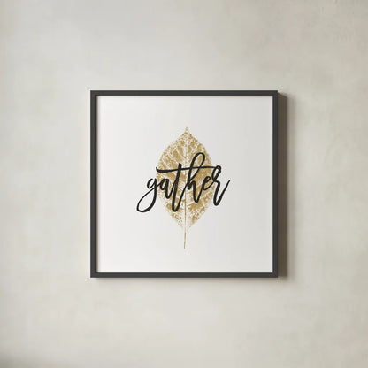 Harvest Sentiments V by Moira Hershey. Shown in a sleek black glass frame for a contemporary gallery look. Available as an archival giclee rolled canvas, fine art paper, or poster print. SKU 36350a.