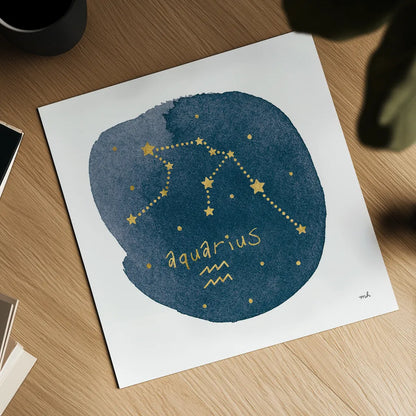 Horoscope Aquarius by Moira Hershey. Shown as a detailed flat fine art print, highlighting archival giclee quality. Available as an archival giclee rolled canvas, fine art paper, or poster print. SKU 48899a.