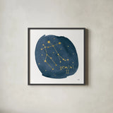Horoscope Gemini by Moira Hershey. Shown in a sleek black glass frame for a contemporary gallery look. Available as an archival giclee rolled canvas, fine art paper, or poster print. SKU 48902a.
