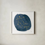 Horoscope Gemini by Moira Hershey. Shown in a crisp white glass frame for a clean and minimalist style. Available as an archival giclee rolled canvas, fine art paper, or poster print. SKU 48902a.