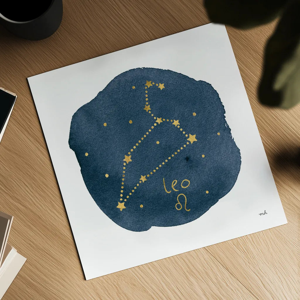 Horoscope Leo by Moira Hershey. Shown as a detailed flat fine art print, highlighting archival giclee quality. Available as an archival giclee rolled canvas, fine art paper, or poster print. SKU 48903a.