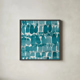 Hustle and Bustle I by Moira Hershey. Shown in a sleek black glass frame for a contemporary gallery look. Available as an archival giclee rolled canvas, fine art paper, or poster print. SKU 38882a.
