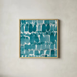Hustle and Bustle I by Moira Hershey. Shown in a natural wood glass frame for a timeless modern aesthetic. Available as an archival giclee rolled canvas, fine art paper, or poster print. SKU 38882a.