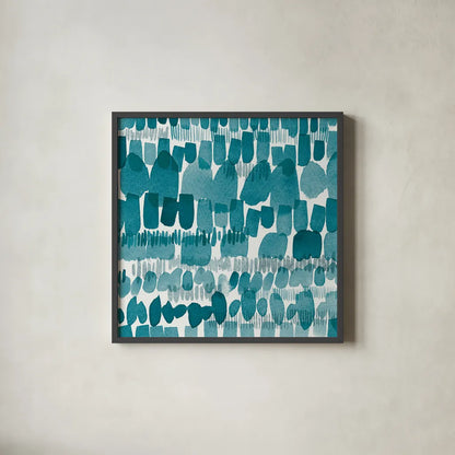 Hustle and Bustle II by Moira Hershey. Shown in a sleek black glass frame for a contemporary gallery look. Available as an archival giclee rolled canvas, fine art paper, or poster print. SKU 38883a.