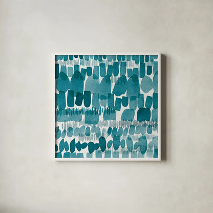 Hustle and Bustle II by Moira Hershey. Shown in a crisp white glass frame for a clean and minimalist style. Available as an archival giclee rolled canvas, fine art paper, or poster print. SKU 38883a.