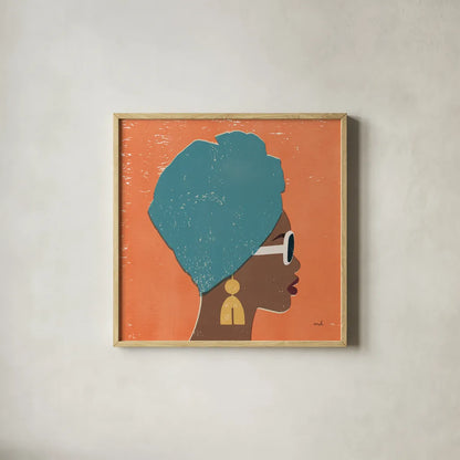 Kenya Couture I Bright by Moira Hershey. Shown in a natural wood glass frame for a timeless modern aesthetic. Available as an archival giclee rolled canvas, fine art paper, or poster print. SKU 68243a.