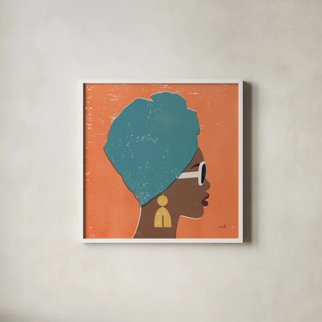 Kenya Couture I Bright by Moira Hershey. Shown in a crisp white glass frame for a clean and minimalist style. Available as an archival giclee rolled canvas, fine art paper, or poster print. SKU 68243a.
