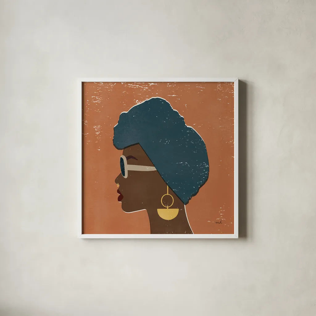 Kenya Couture II by Moira Hershey. Shown in a crisp white glass frame for a clean and minimalist style. Available as an archival giclee rolled canvas, fine art paper, or poster print. SKU 62163a.