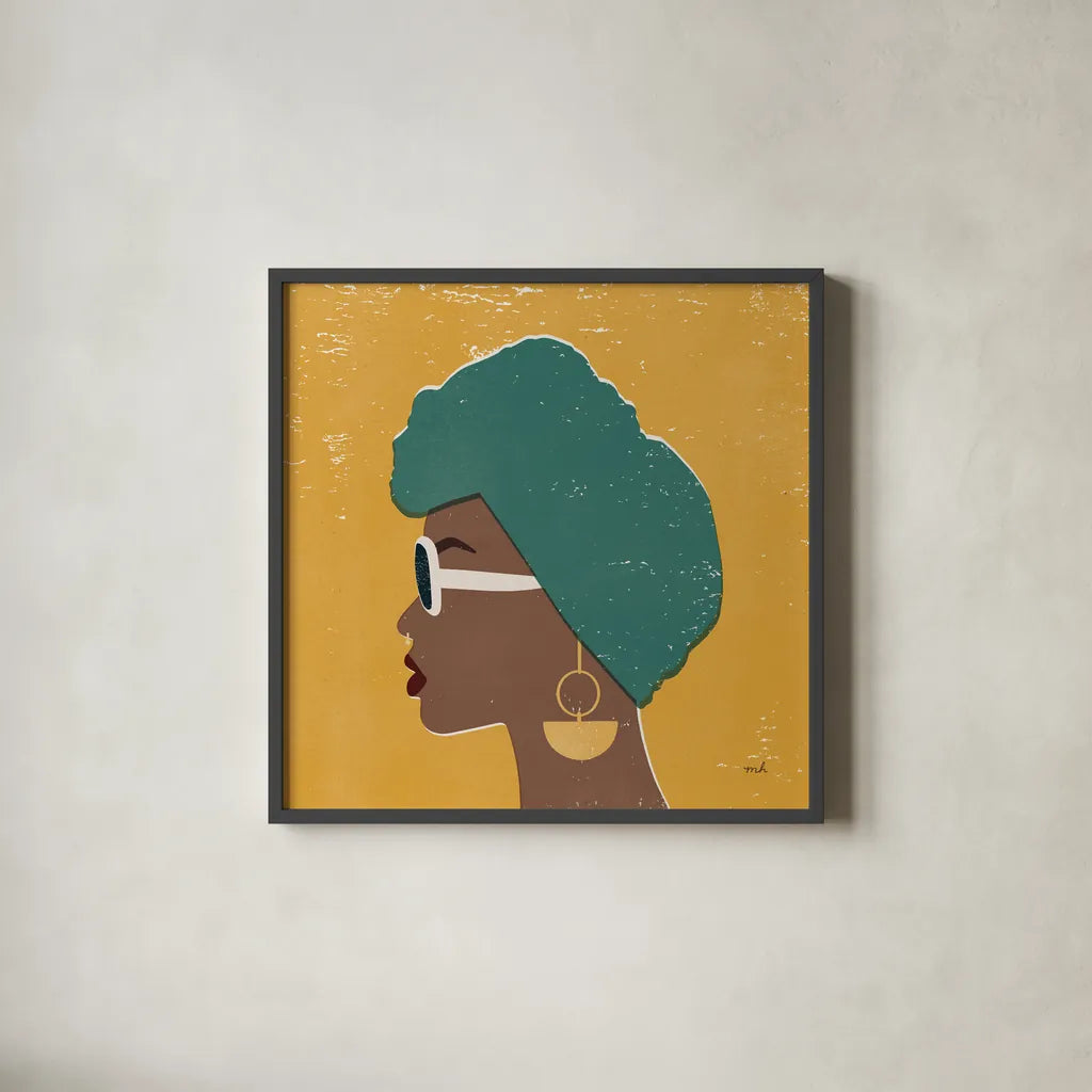 Kenya Couture II Bright by Moira Hershey. Shown in a sleek black glass frame for a contemporary gallery look. Available as an archival giclee rolled canvas, fine art paper, or poster print. SKU 68244a.