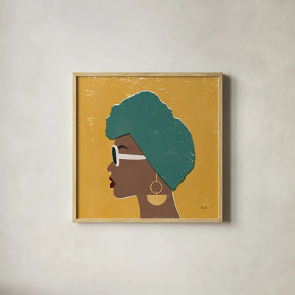 Kenya Couture II Bright by Moira Hershey. Shown in a natural wood glass frame for a timeless modern aesthetic. Available as an archival giclee rolled canvas, fine art paper, or poster print. SKU 68244a.