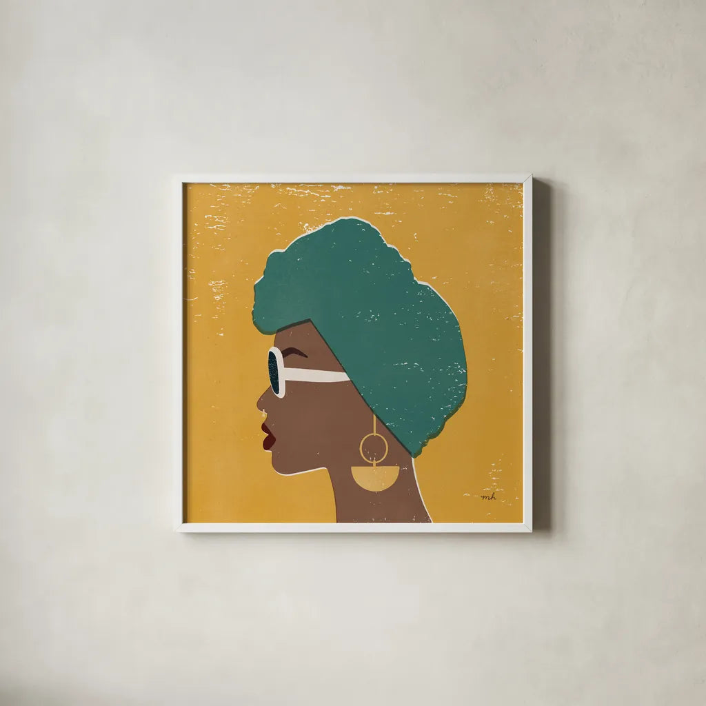 Kenya Couture II Bright by Moira Hershey. Shown in a crisp white glass frame for a clean and minimalist style. Available as an archival giclee rolled canvas, fine art paper, or poster print. SKU 68244a.