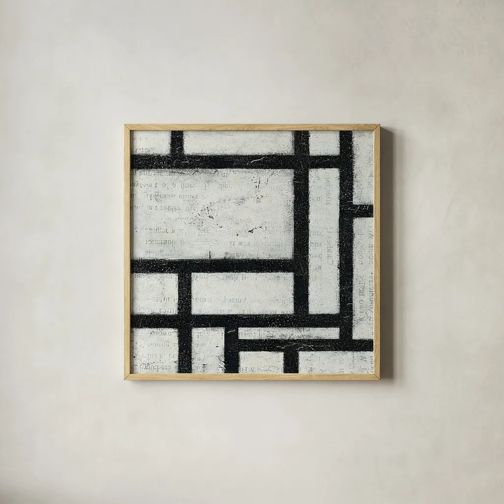 Labyrinth II by Moira Hershey. Shown in a natural wood glass frame for a timeless modern aesthetic. Available as an archival giclee rolled canvas, fine art paper, or poster print. SKU 34342a.