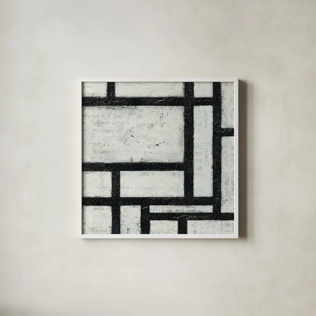 Labyrinth II by Moira Hershey. Shown in a crisp white glass frame for a clean and minimalist style. Available as an archival giclee rolled canvas, fine art paper, or poster print. SKU 34342a.