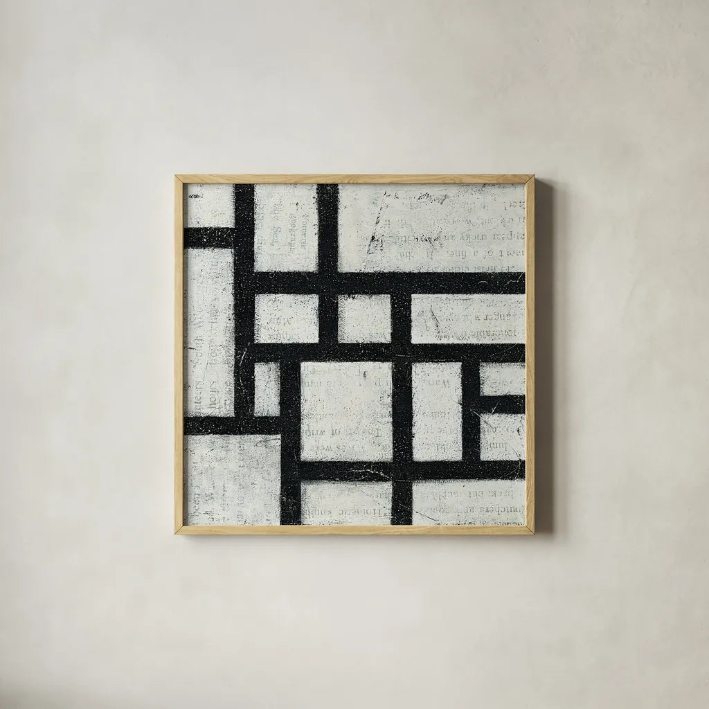 Labyrinth III by Moira Hershey. Shown in a natural wood glass frame for a timeless modern aesthetic. Available as an archival giclee rolled canvas, fine art paper, or poster print. SKU 34343a.