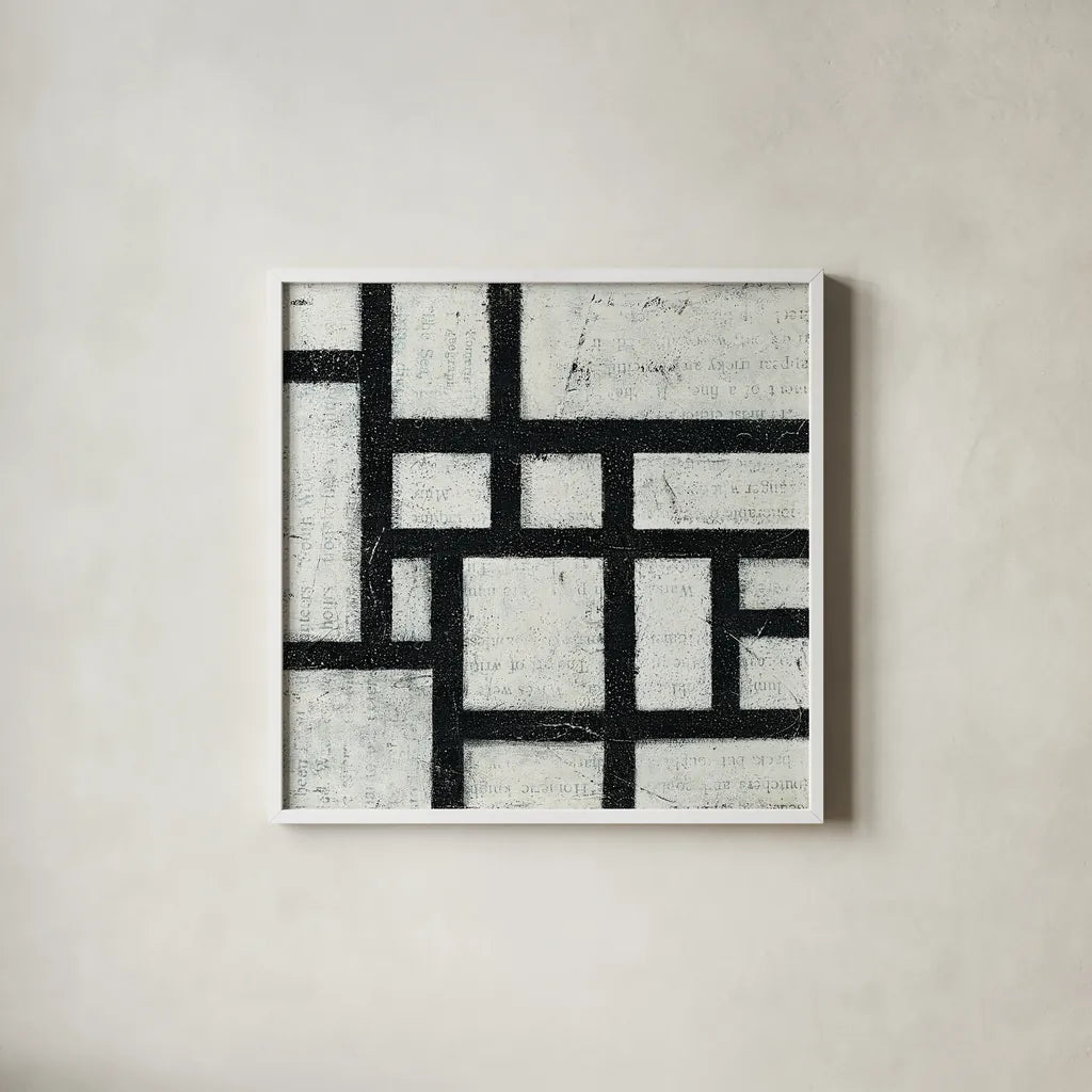 Labyrinth III by Moira Hershey. Shown in a crisp white glass frame for a clean and minimalist style. Available as an archival giclee rolled canvas, fine art paper, or poster print. SKU 34343a.