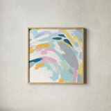Laughter II by Moira Hershey. Shown in a natural wood glass frame for a timeless modern aesthetic. Available as an archival giclee rolled canvas, fine art paper, or poster print. SKU 34872a.