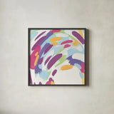 Laughter III Bright by Moira Hershey. Shown in a sleek black glass frame for a contemporary gallery look. Available as an archival giclee rolled canvas, fine art paper, or poster print. SKU 56829a.