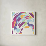 Laughter III Bright by Moira Hershey. Shown in a crisp white glass frame for a clean and minimalist style. Available as an archival giclee rolled canvas, fine art paper, or poster print. SKU 56829a.