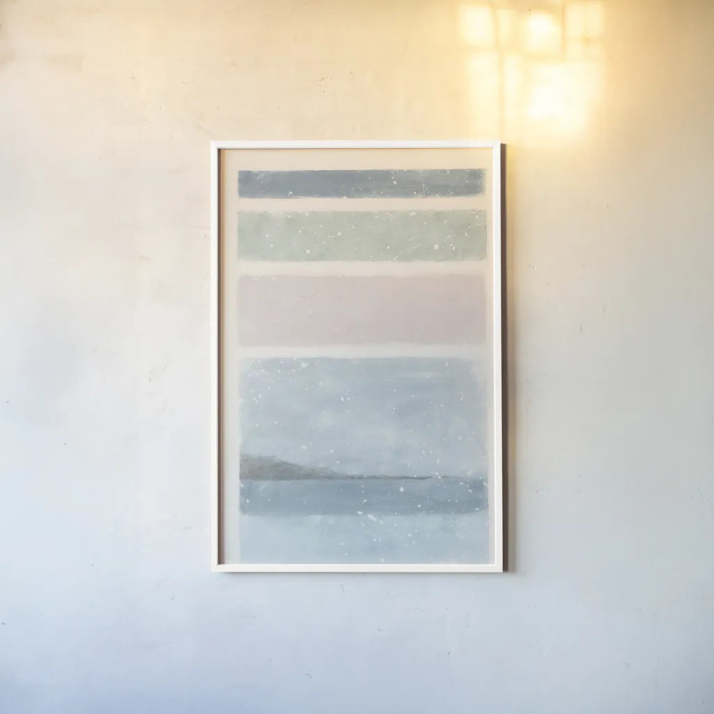 Layers by Moira Hershey. shown as a paper print in a white frame. Available as a archival giclee rolled canvas, fine art paper, or poster print. SKU 42435h.