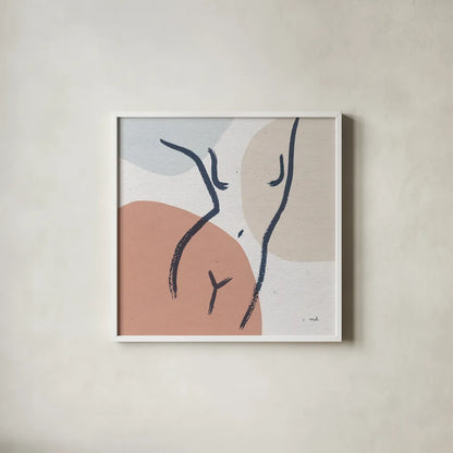 Line Figures I by Moira Hershey. Shown in a crisp white glass frame for a clean and minimalist style. Available as an archival giclee rolled canvas, fine art paper, or poster print. SKU 63771a.