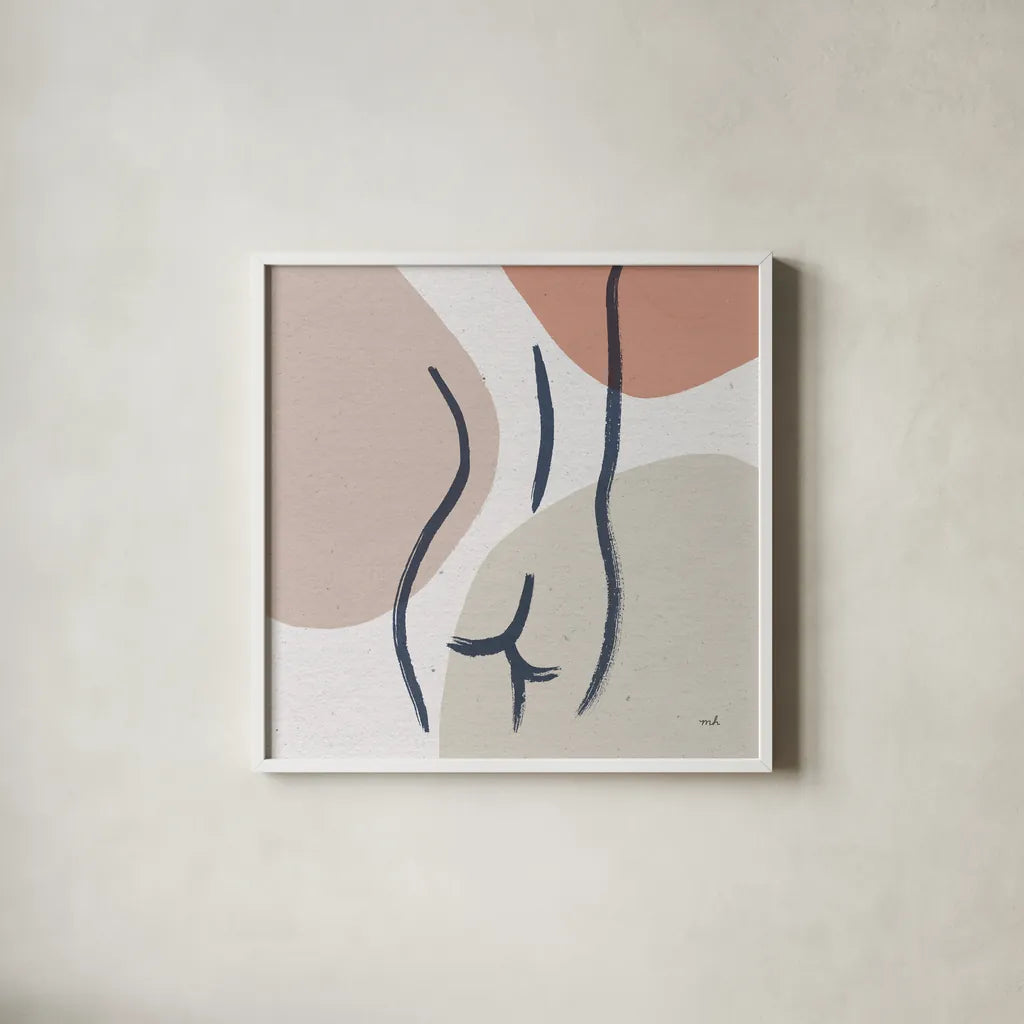 Line Figures II by Moira Hershey. Shown in a crisp white glass frame for a clean and minimalist style. Available as an archival giclee rolled canvas, fine art paper, or poster print. SKU 63772a.