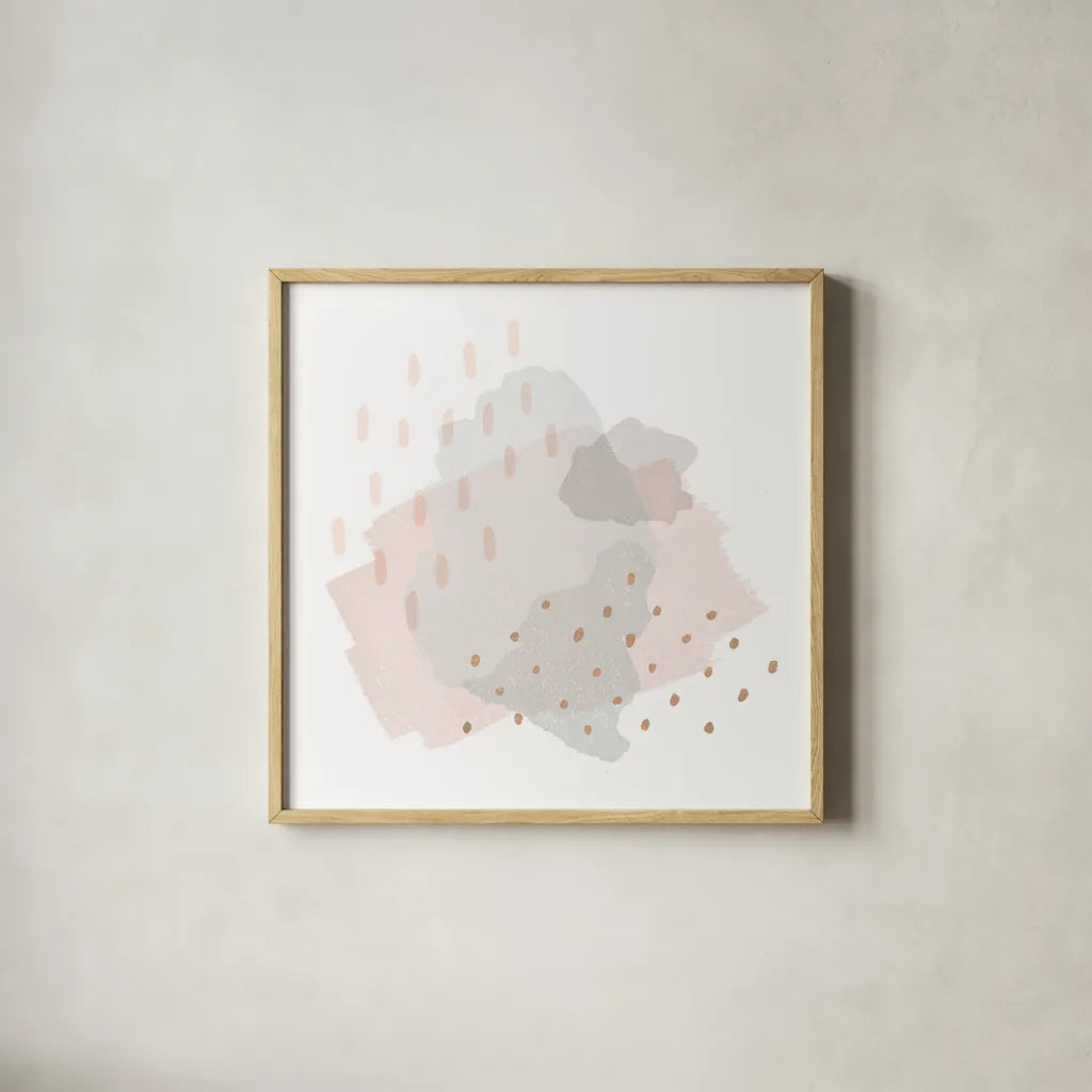 Lovely Blush III by Moira Hershey. Shown in a natural wood glass frame for a timeless modern aesthetic. Available as an archival giclee rolled canvas, fine art paper, or poster print. SKU 35390a.