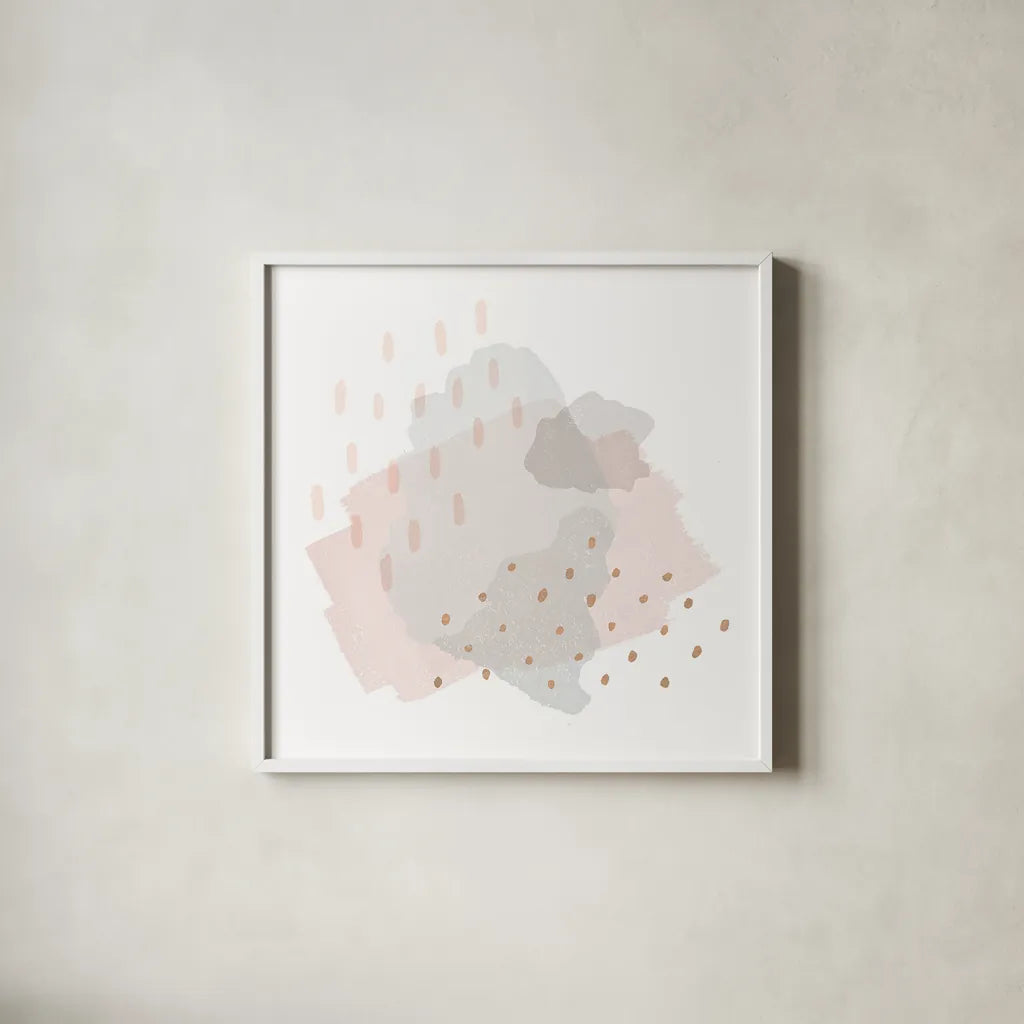 Lovely Blush III by Moira Hershey. Shown in a crisp white glass frame for a clean and minimalist style. Available as an archival giclee rolled canvas, fine art paper, or poster print. SKU 35390a.