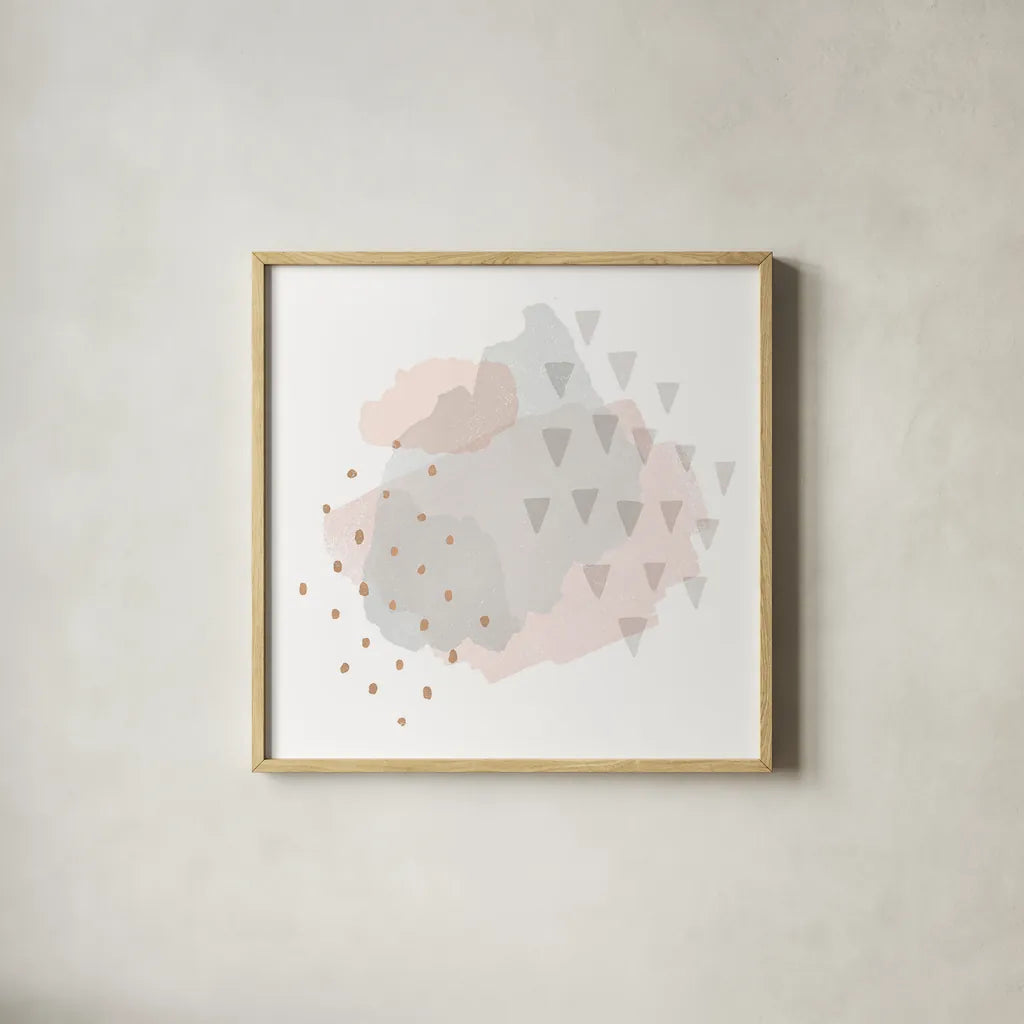 Lovely Blush IV by Moira Hershey. Shown in a natural wood glass frame for a timeless modern aesthetic. Available as an archival giclee rolled canvas, fine art paper, or poster print. SKU 35391a.