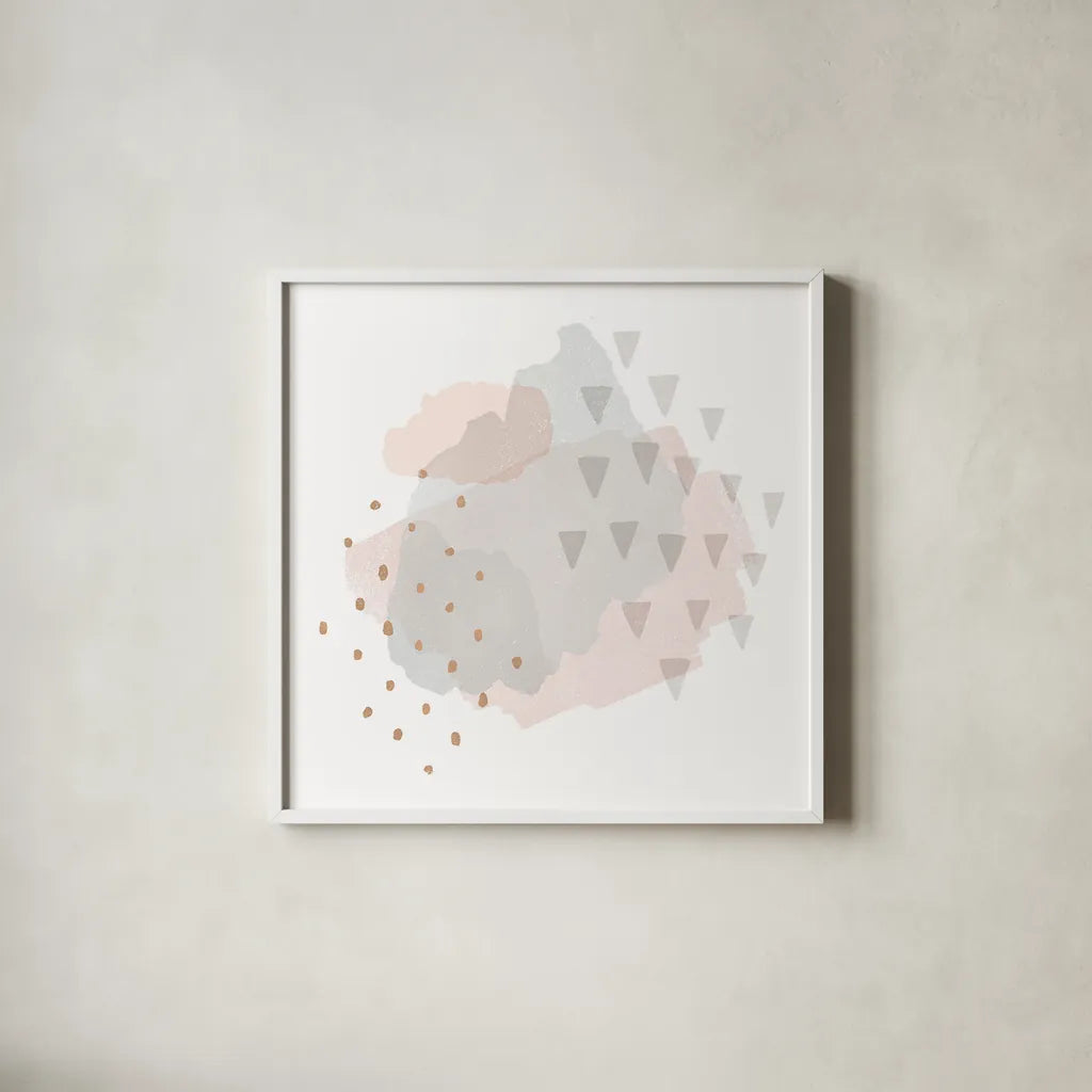 Lovely Blush IV by Moira Hershey. Shown in a crisp white glass frame for a clean and minimalist style. Available as an archival giclee rolled canvas, fine art paper, or poster print. SKU 35391a.