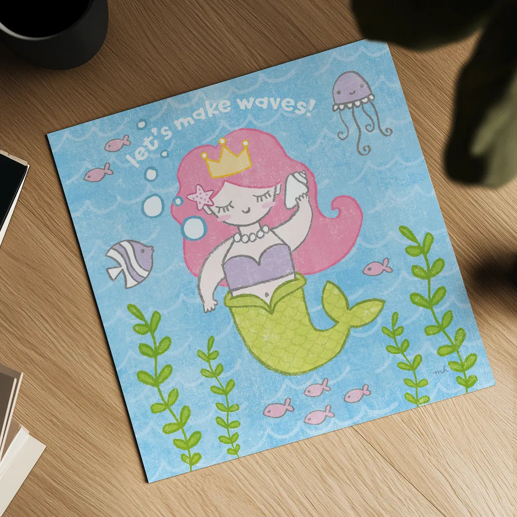 Magical Mermaid I by Moira Hershey. Shown as a detailed flat fine art print, highlighting archival giclee quality. Available as an archival giclee rolled canvas, fine art paper, or poster print. SKU 29820a.