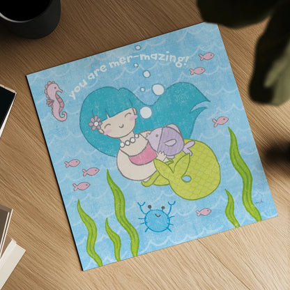 Magical Mermaid II by Moira Hershey. Shown as a detailed flat fine art print, highlighting archival giclee quality. Available as an archival giclee rolled canvas, fine art paper, or poster print. SKU 29821a.