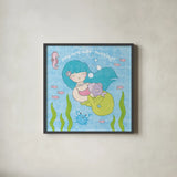 Magical Mermaid II by Moira Hershey. Shown in a sleek black glass frame for a contemporary gallery look. Available as an archival giclee rolled canvas, fine art paper, or poster print. SKU 29821a.