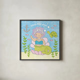 Magical Mermaid III by Moira Hershey. Shown in a sleek black glass frame for a contemporary gallery look. Available as an archival giclee rolled canvas, fine art paper, or poster print. SKU 29822a.