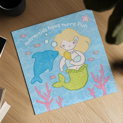 Magical Mermaid IV by Moira Hershey. Shown as a detailed flat fine art print, highlighting archival giclee quality. Available as an archival giclee rolled canvas, fine art paper, or poster print. SKU 29823a.