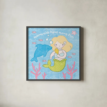 Magical Mermaid IV by Moira Hershey. Shown in a sleek black glass frame for a contemporary gallery look. Available as an archival giclee rolled canvas, fine art paper, or poster print. SKU 29823a.