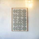 Make it Mod I v2 by Moira Hershey. shown as a paper print in a natural frame. Available as a archival giclee rolled canvas, fine art paper, or poster print. SKU 80612h.