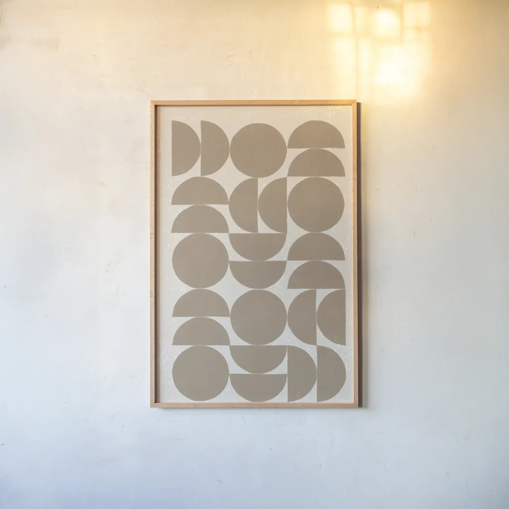 Make it Mod II v2 by Moira Hershey. shown as a paper print in a natural frame. Available as a archival giclee rolled canvas, fine art paper, or poster print. SKU 80613h.