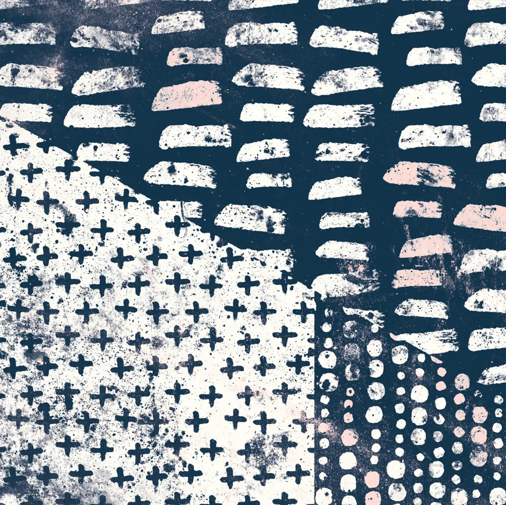 Mark Making Tile II with Blush by Moira Hershey. SKU 40799a. Archival Giclee Fine art print for wall decor.