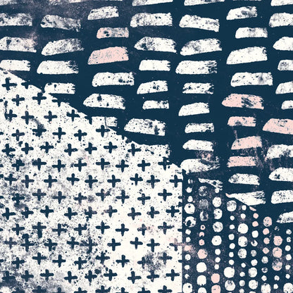 Mark Making Tile II with Blush by Moira Hershey. SKU 40799a. Archival Giclee Fine art print for wall decor.