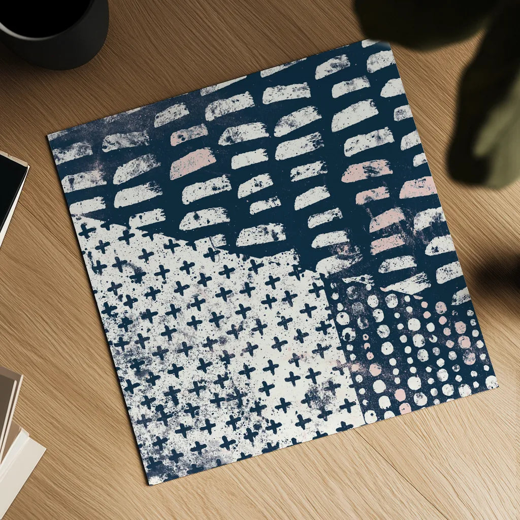 Mark Making Tile II with Blush by Moira Hershey. Shown as a detailed flat fine art print, highlighting archival giclee quality. Available as an archival giclee rolled canvas, fine art paper, or poster print. SKU 40799a.