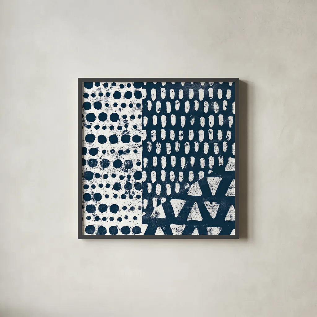 Mark Making Tile III by Moira Hershey. Shown in a sleek black glass frame for a contemporary gallery look. Available as an archival giclee rolled canvas, fine art paper, or poster print. SKU 33242a.