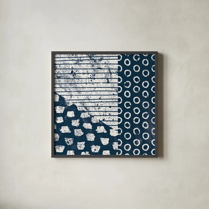 Mark Making Tile IV by Moira Hershey. Shown in a sleek black glass frame for a contemporary gallery look. Available as an archival giclee rolled canvas, fine art paper, or poster print. SKU 33243a.