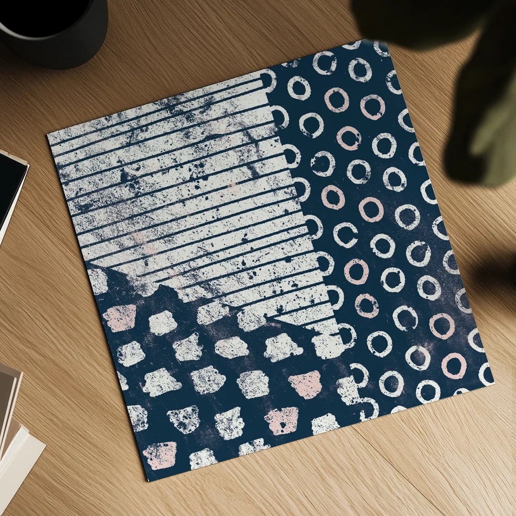 Mark Making Tile IV with Blush by Moira Hershey. Shown as a detailed flat fine art print, highlighting archival giclee quality. Available as an archival giclee rolled canvas, fine art paper, or poster print. SKU 40800a.