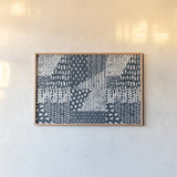Mark Making Tile VI by Moira Hershey. shown as a paper print in a natural frame. Available as a archival giclee rolled canvas, fine art paper, or poster print. SKU 52898i.